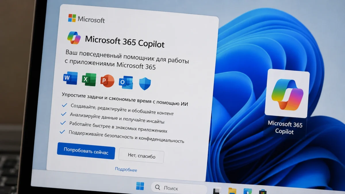 Microsoft 365 Copilot на ПК с Office