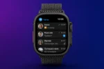 Apple Watch с приложением Telegram на экране