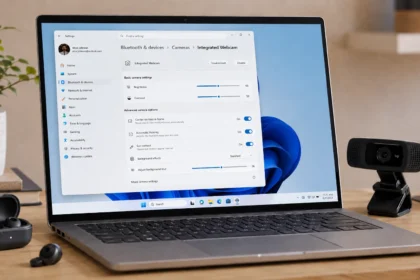 Ноутбук с Windows 11 и настройками обновления системы