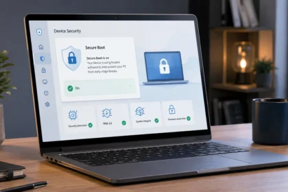 Ноутбук Windows с настройками Secure Boot и безопасности