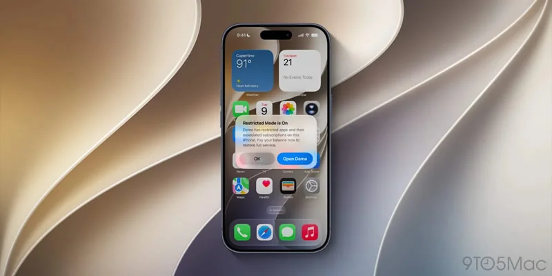 Мокап экрана iPhone с сообщением о режиме Restricted Mode