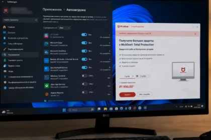 LG с рекламой McAfee