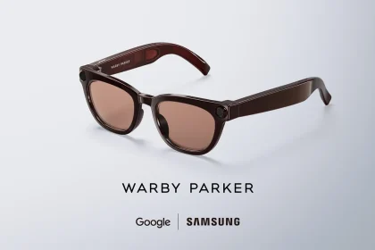 Умные очки Samsung в оправе Warby Parker с затемнёнными линзами