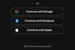 Кнопки входа через Google, Facebook и Apple на экране авторизации сервиса