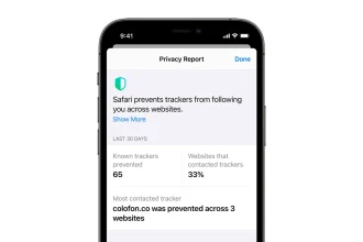 Отчёт о конфиденциальности Safari на iPhone — официальная иллюстрация Apple