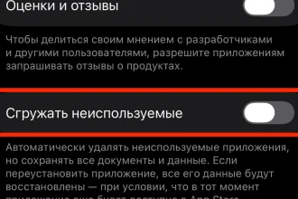 Переключатель «Сгружать неиспользуемые» в настройках App Store на iPhone