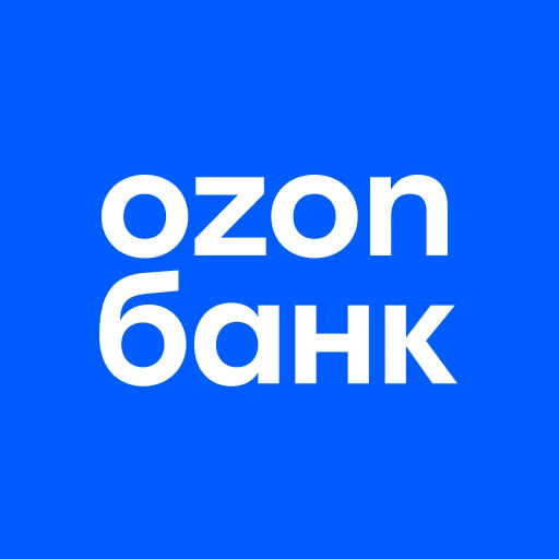 Значок приложения Ozon Банк: белая надпись на синем фоне