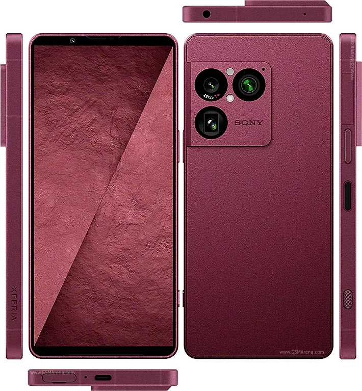 Sony Xperia 1 VIII в красном цвете со всех сторон: экран, задняя панель, торцы