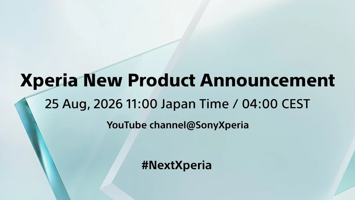 Ключевой кадр анонса Sony: Xperia New Product Announcement, 25 августа 2026, 11:00 по японскому времени