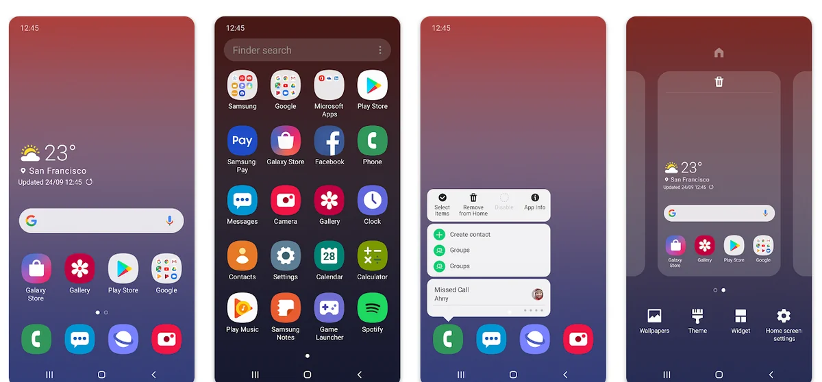 Главный экран, экран приложений и настройки главного экрана в One UI