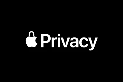 Логотип Apple Privacy на чёрном фоне