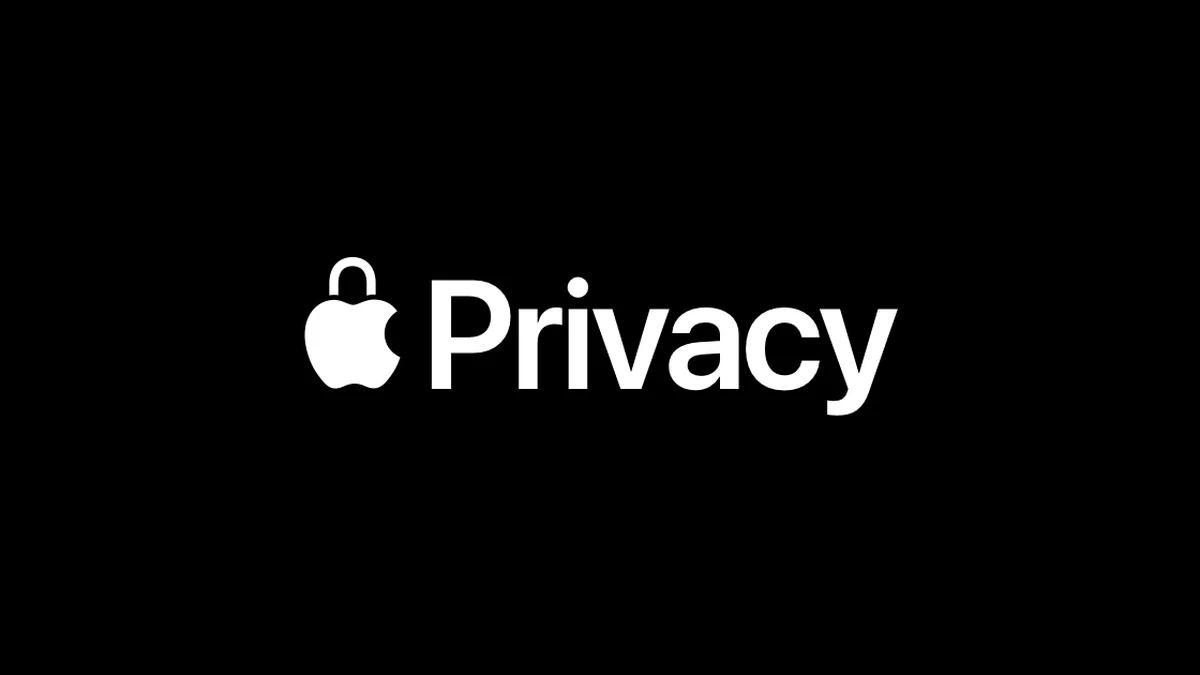 Логотип Apple Privacy на чёрном фоне