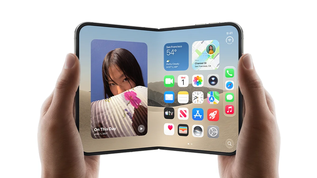 Складной смартфон Apple iPhone Duo в раскрытом виде