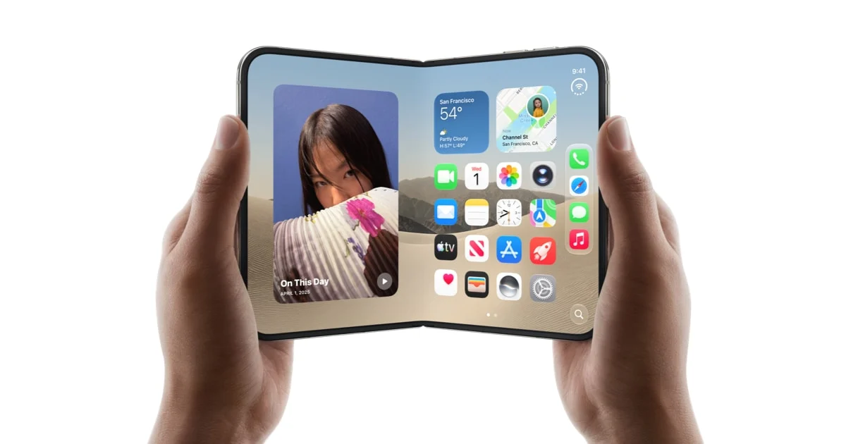 Складной смартфон Apple iPhone Duo в раскрытом виде