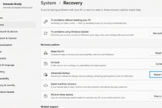 Раздел «Восстановление» в параметрах Windows 11