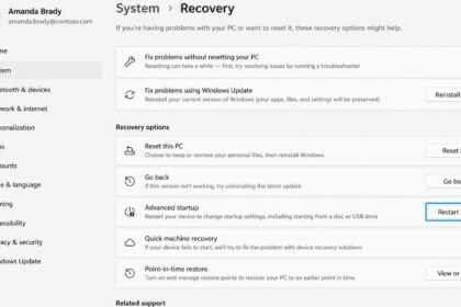 Раздел «Восстановление» в параметрах Windows 11