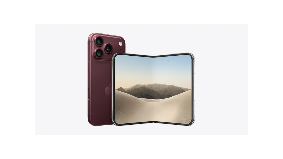 iPhone 18 Pro цвета Burgundy и раскрытый складной iPhone Duo