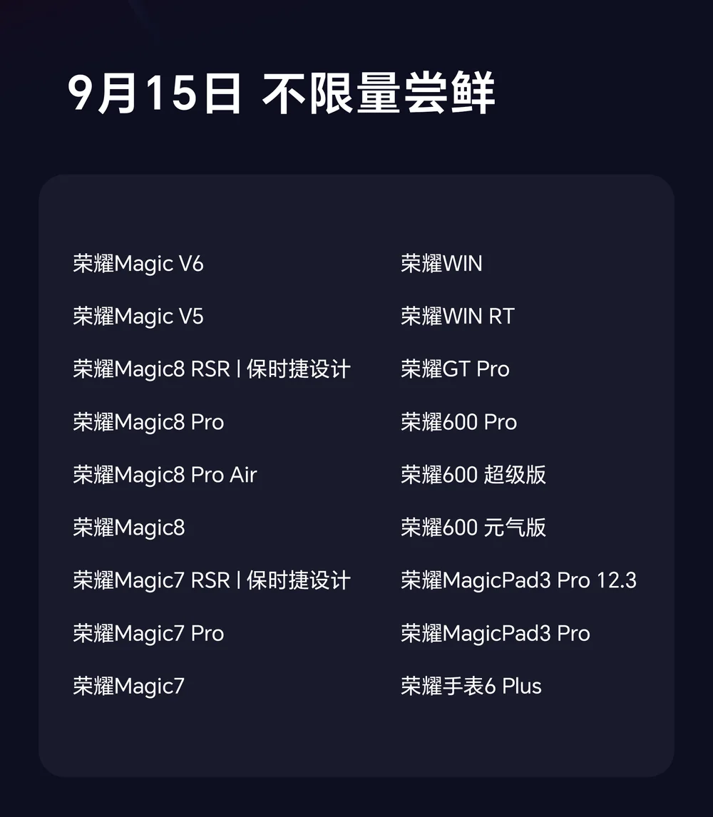 Список устройств Honor, получивших открытую бету MagicOS 11 15 сентября, из официального плана обновления