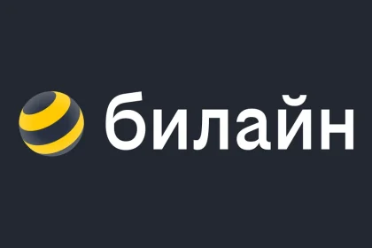 Логотип «Билайна» на тёмном фирменном фоне