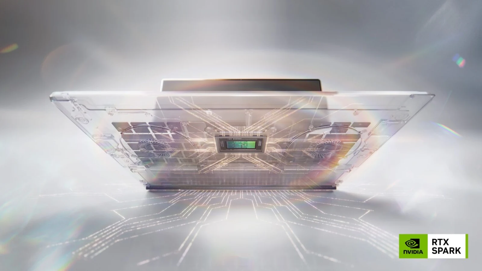 Компактный компьютер NVIDIA RTX Spark на фирменном фоне