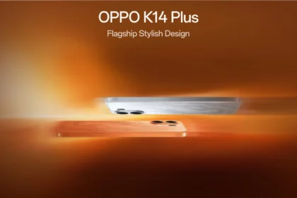 OPPO K14 Plus в цветах Star White и Solar Orange — официальное изображение OPPO