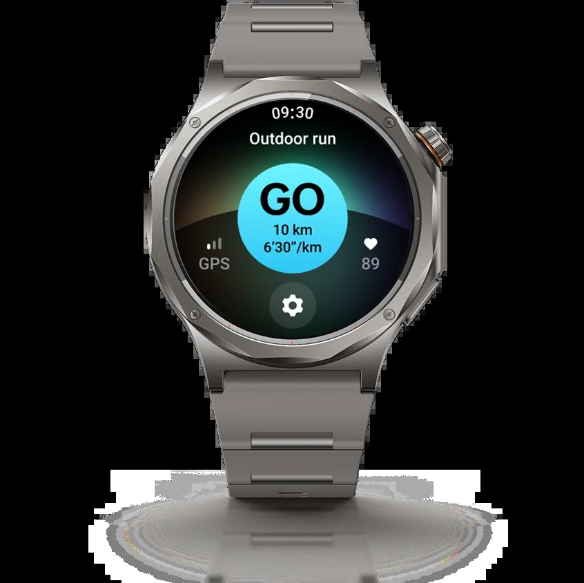 Экран запуска пробежки на OPPO Watch X3 с целью 10 км и темпом