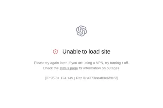Страница OpenAI Unable to load site при заходе с российского IP-адреса