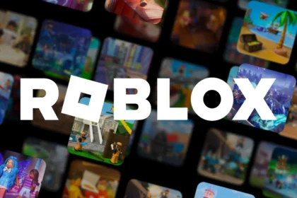 Логотип Roblox на фоне обложек игр платформы