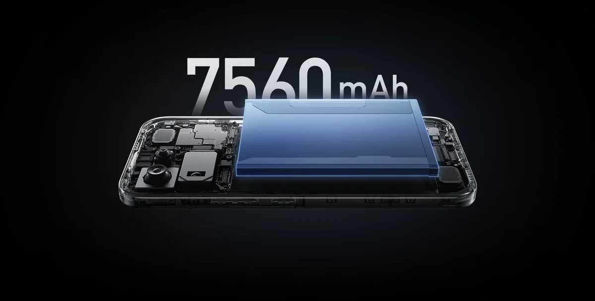 Батарея 7560 мА·ч внутри корпуса Redmi K90 Pro Max