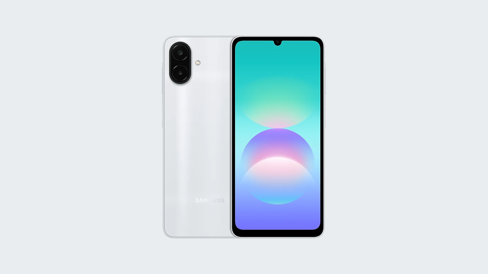 Samsung Galaxy A08 в серебристом цвете — официальное фото Samsung