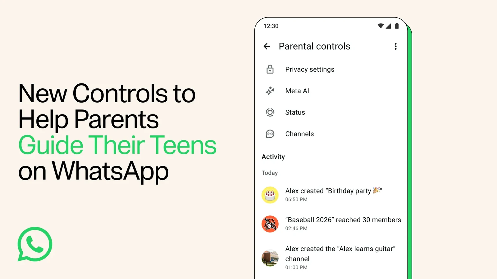 Родительский контроль WhatsApp — экран настроек