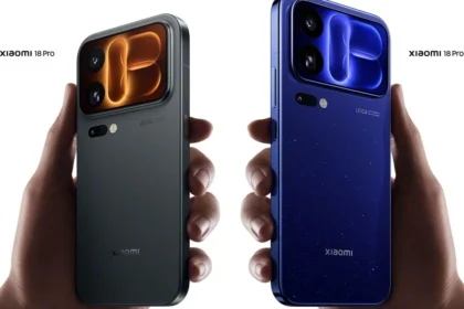 Xiaomi 18 Pro и Xiaomi 18 Pro Max в руках, вид сзади