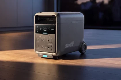Портативная электростанция Anker SOLIX S5000 на полу дома, официальное изображение Anker