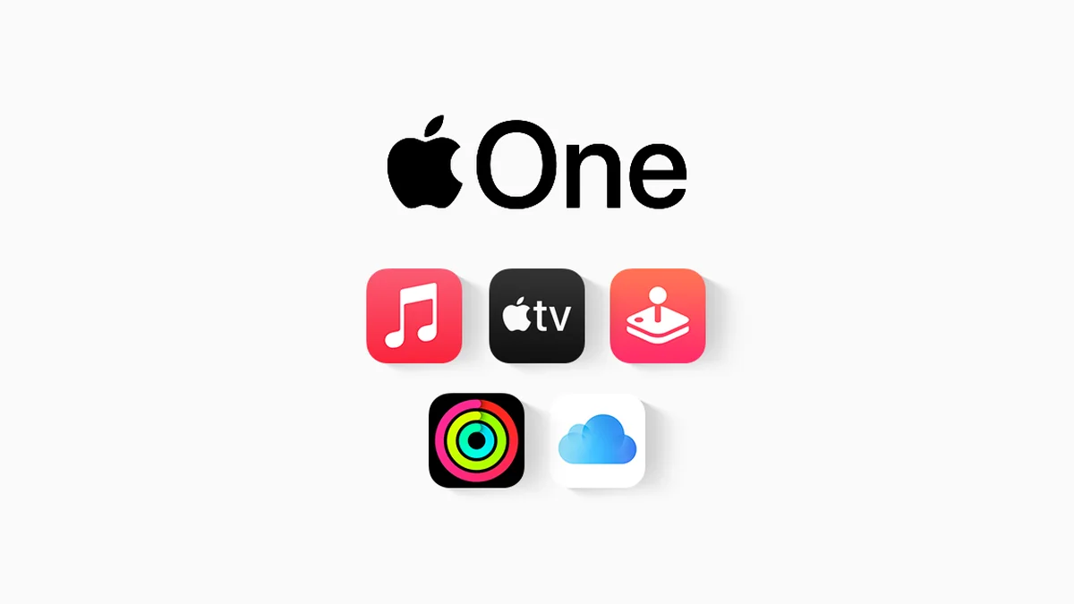 Логотип Apple One и значки сервисов Apple