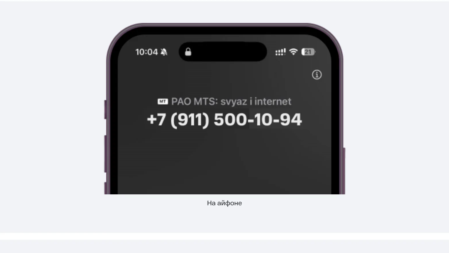Пример маркировки звонка на экране iPhone — изображение МТС