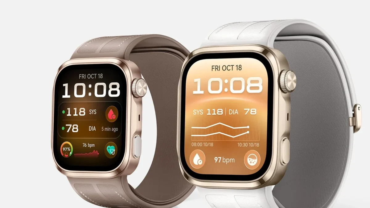Часы Huawei Watch D3 в цветах кофейное золото и белый