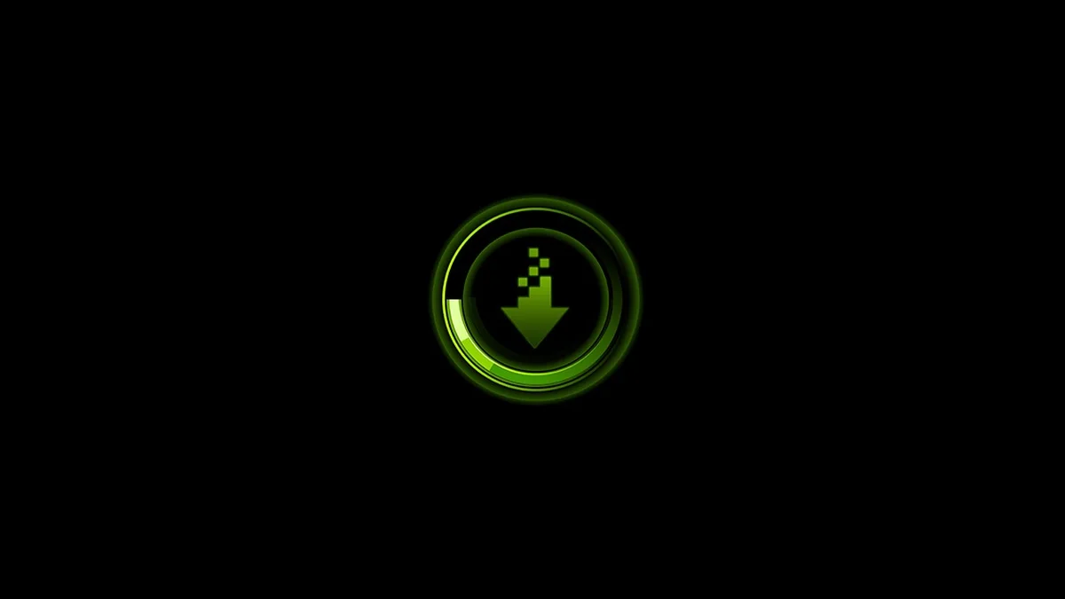 Иконка драйверов NVIDIA GeForce на чёрном фоне
