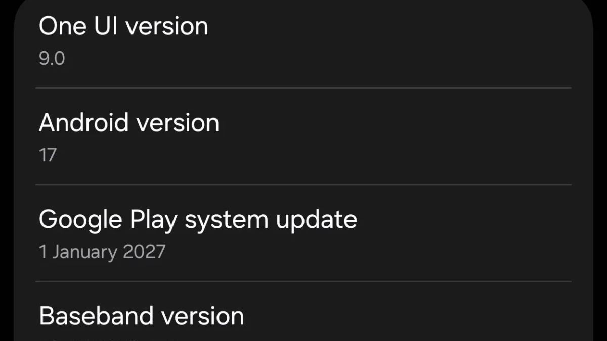 Сведения о ПО на Galaxy Z Fold 8: обновление системы Google Play от 1 января 2027 года