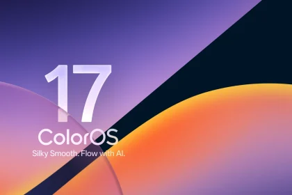 Официальная заставка ColorOS 17 с цифрой 17 на фиолетово-оранжевом фоне