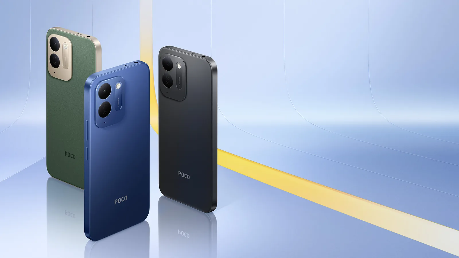 Смартфоны POCO C95 Pro в чёрном, синем и зелёном цветах