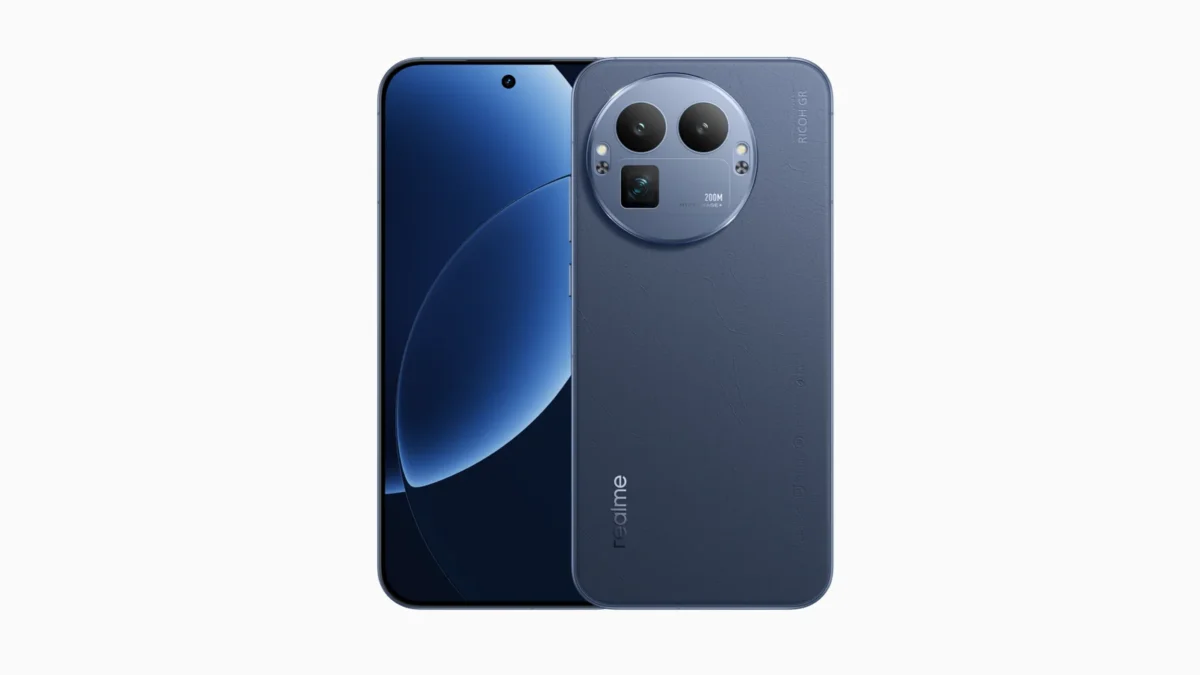 realme GT 8 Pro в синем цвете, вид спереди и сзади