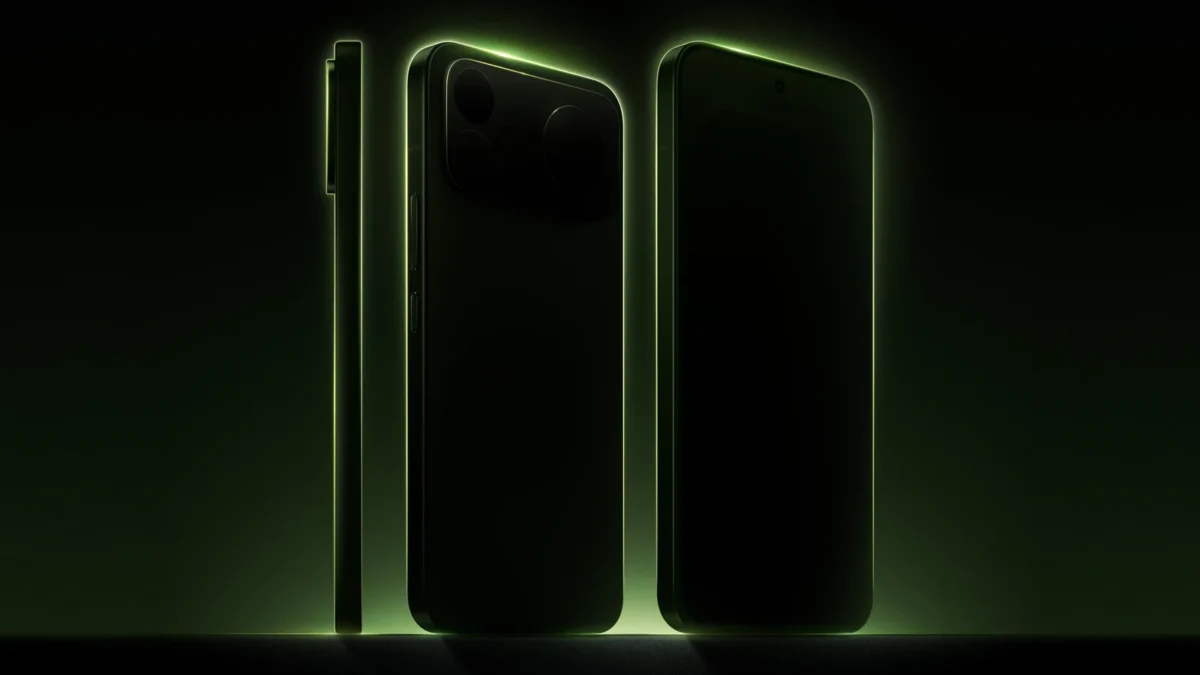 Силуэты Redmi K100 с зелёной подсветкой на официальном тизере