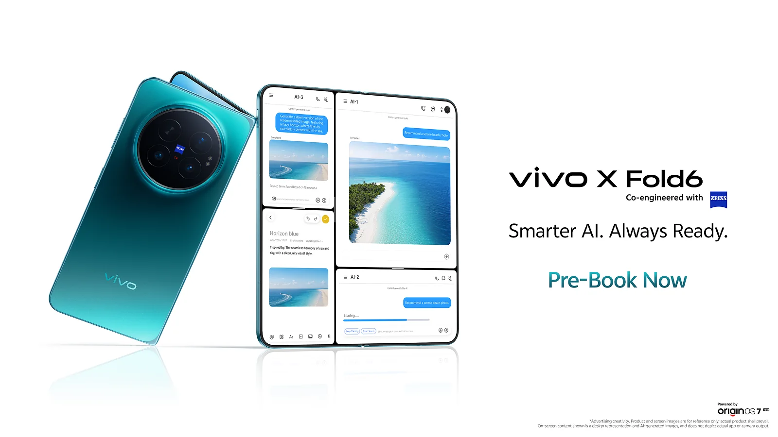 Складной смартфон vivo X Fold6 в цвете Nebula Teal