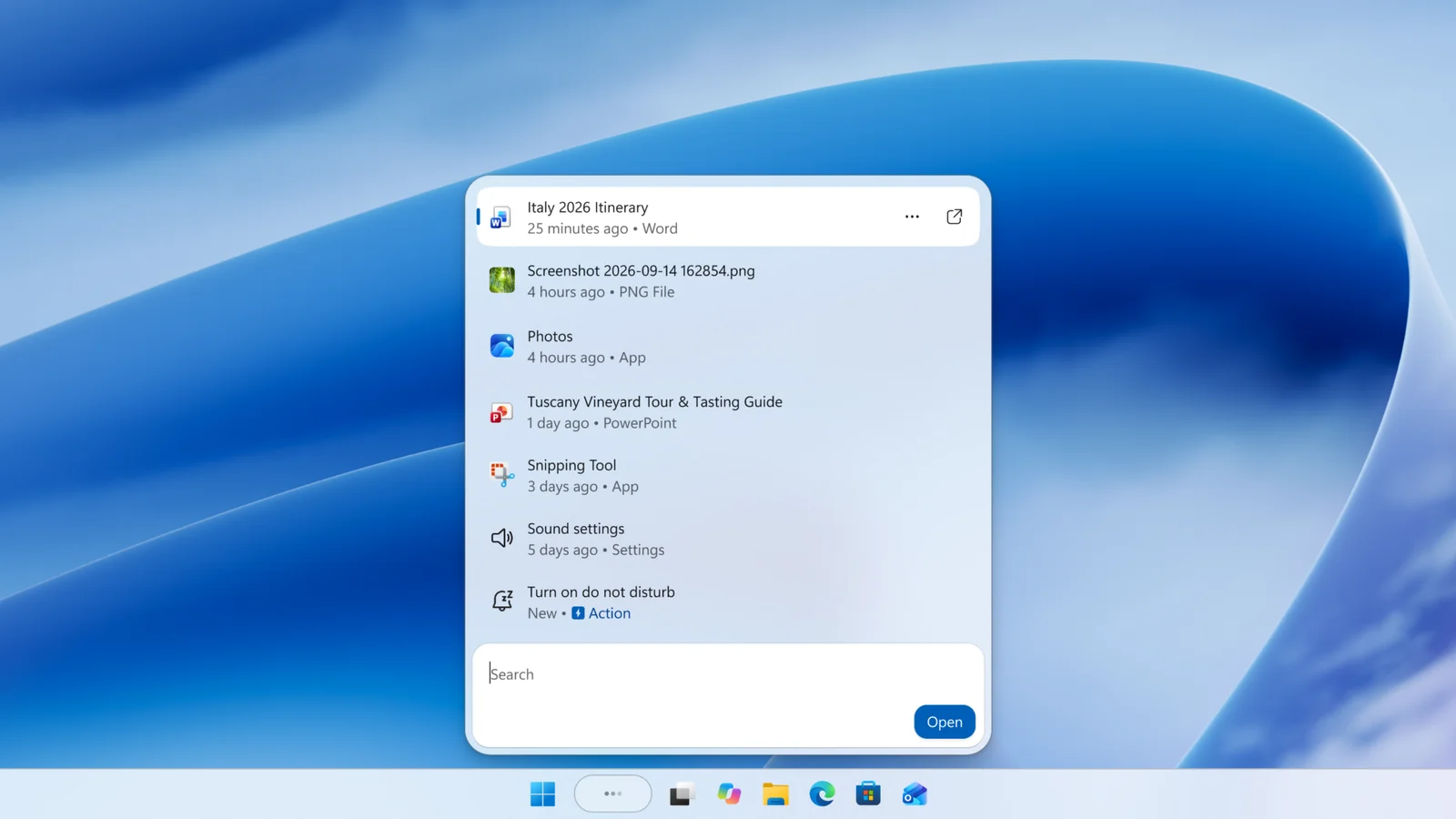 Новое окно поиска Windows 11 на панели задач
