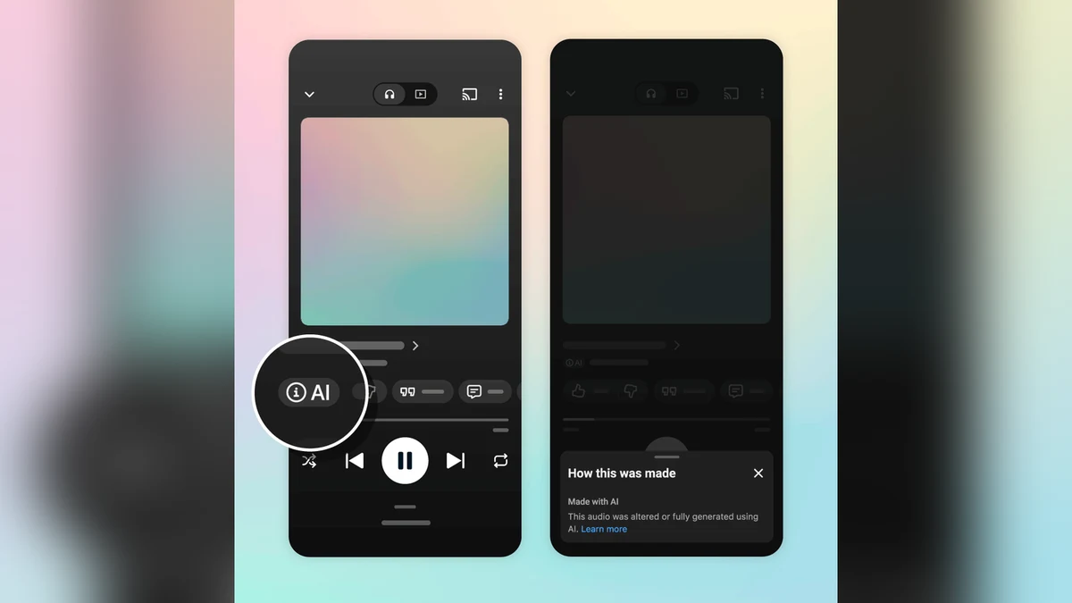 Метка AI в плеере YouTube Music